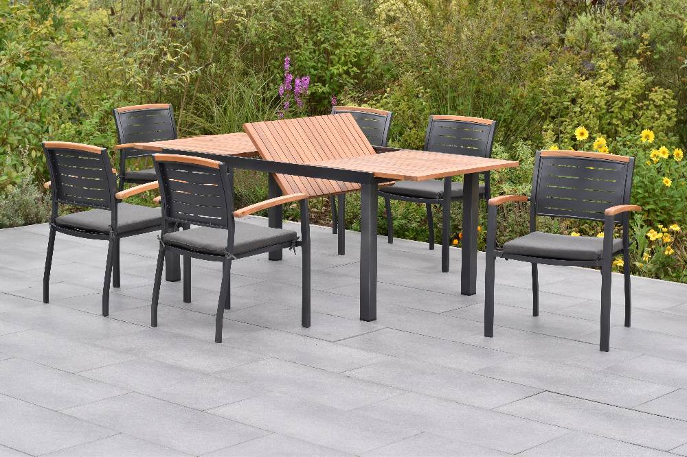 Merxx Tinos Set 13tlg. mit Ausziehtisch 150/200 x 90 cm - inkl. Kissen Kostenloser Versand