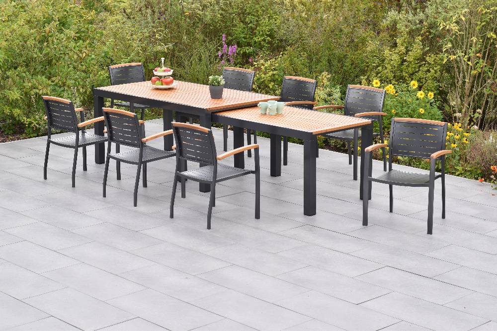 Merxx Tinos Set 9tlg. mit Flex-Ausziehtisch 180/360 x 100 cm Versandkostenfrei