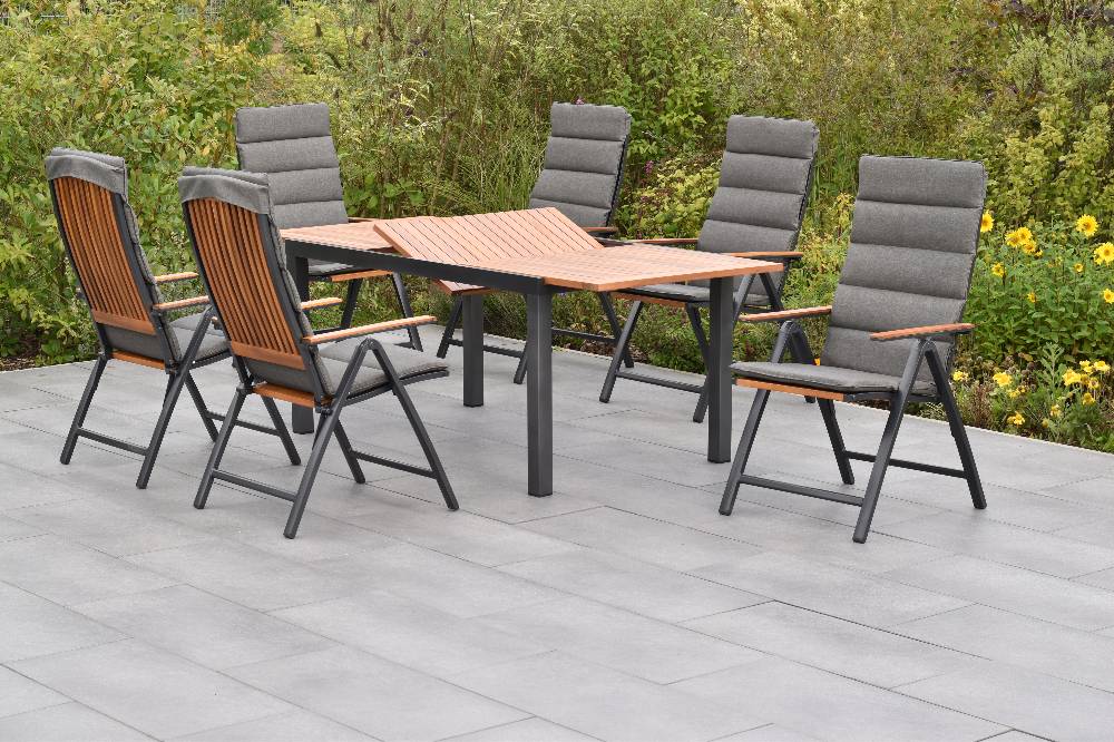 Merxx Athos Set 13tlg. mit Ausziehtisch 150/200 x 90 cm - inkl. Kissen Große Rabatte