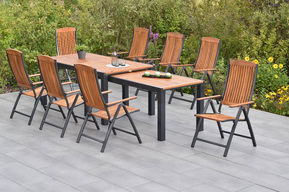 Merxx Athos Set 9tlg. mit Flex-Ausziehtisch 180/360 x 100 cm