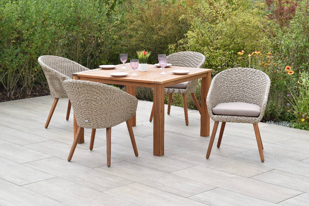 Merxx Aronne Set 5tlg. mit Tisch 110 x 110 cm - inkl. Kissen Online Outlet