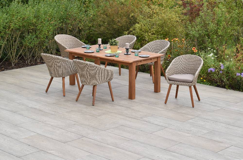Merxx Aronne Set 7tlg. mit Doppel-Ausziehtisch 180/220/260 x 100 cm - inkl. Kissen