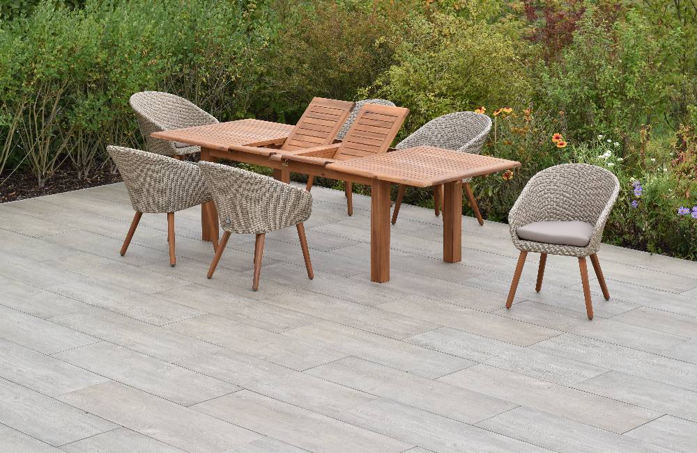 Merxx Aronne Set 7tlg. mit Doppel-Ausziehtisch 180/220/260 x 100 cm - inkl. Kissen Zeitlich begrenztes Angebot