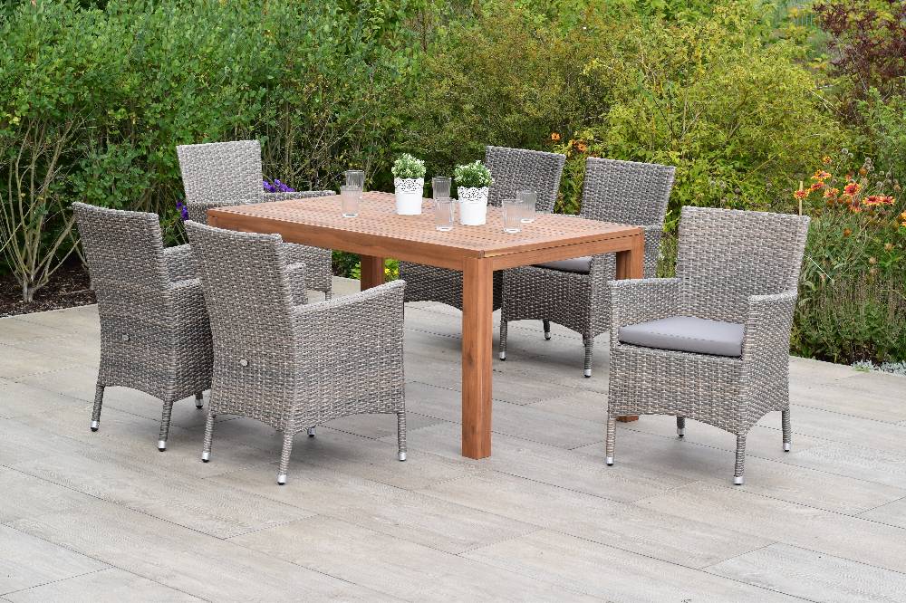 Merxx Teneriffa Set 13tlg. mit Ausziehtisch 150/200 x 90 cm - inkl. Kissen Neuheiten