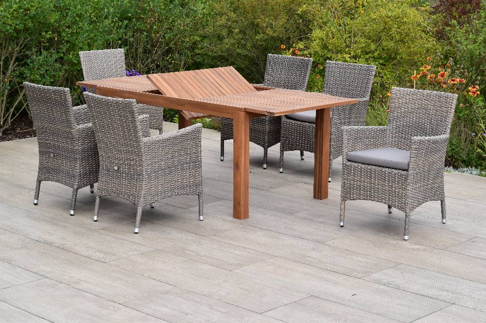 Merxx Teneriffa Set 13tlg. mit Ausziehtisch 150/200 x 90 cm - inkl. Kissen Neuheiten