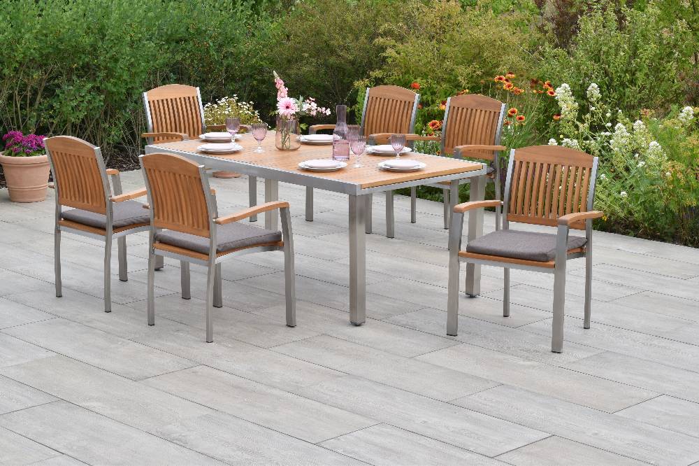 Merxx Keros Set 13tlg. mit Ausziehtisch 180/240 x 100 cm - inkl. Kissen