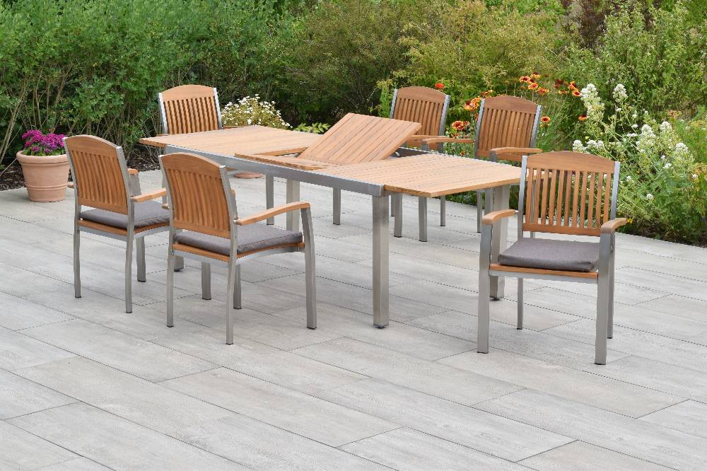 Merxx Keros Set 13tlg. mit Ausziehtisch 180/240 x 100 cm - inkl. Kissen Begrenzte Freigabe