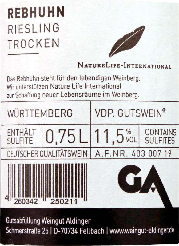 vinello Rebhuhn Riesling trocken - Aldinger Wochenangebot