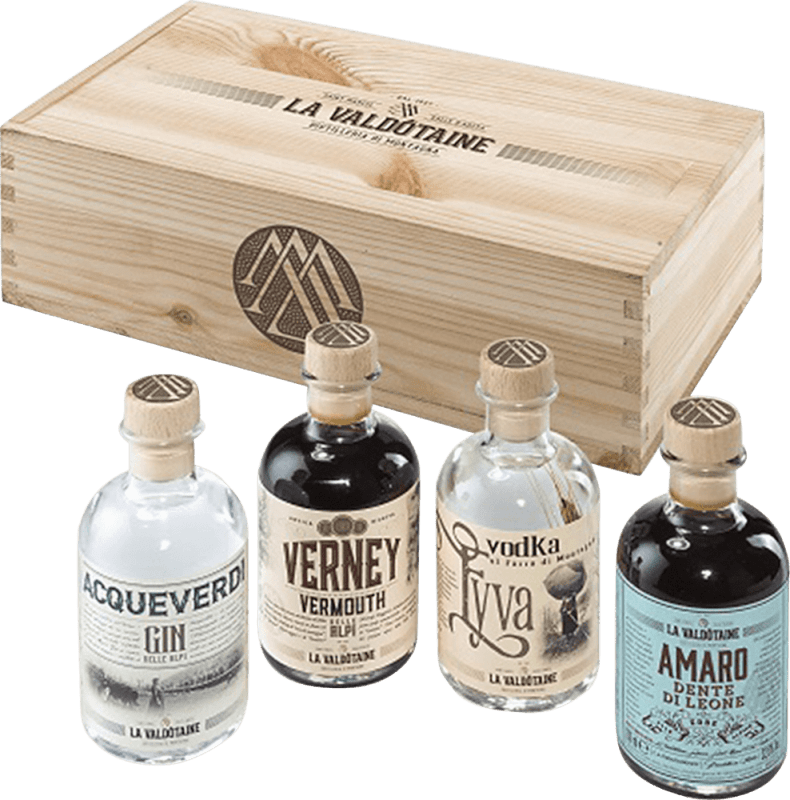 vinello Sampling Box Gin Vermouth Vodka Amaro 4 x 0 2l - La Valdôtaine