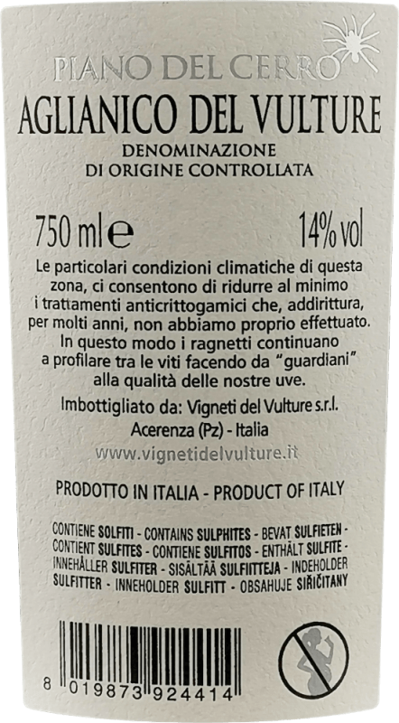 vinello Piano del Cerro Aglianico del Vulture DOC - Vigneti del Vulture Sonderangebot der Fabrik