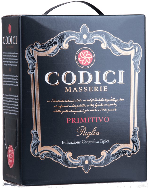 vinello Codici Masserie Primitivo Puglia IGT 3 0 l Bag in Box - Mondo del Vino